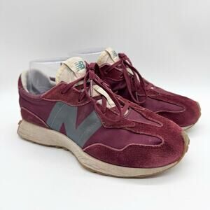 New Balance Lifestyle 327 Maroon & White Athletic Casual Sneaker Shoes Boy's 4